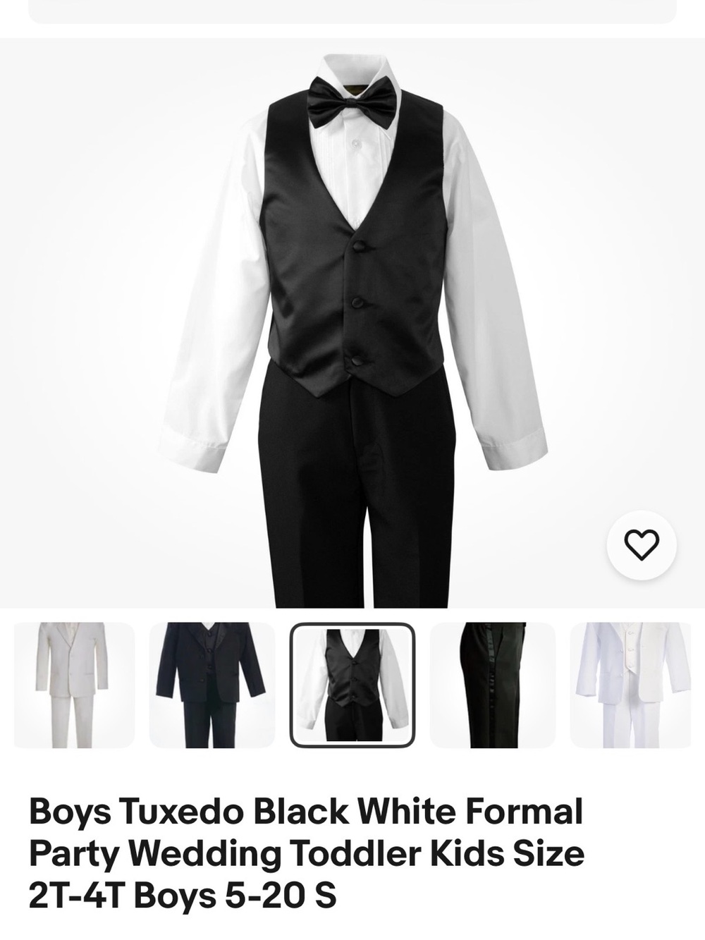 Boys Classic Black 3-Piece Suit Set - Picture 2 of 4